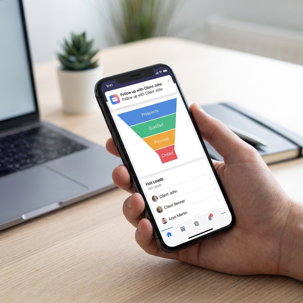 Lead Follow Management — mobile app preview