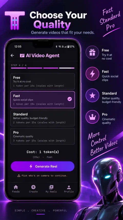 Text to Reel — AI-generated vertical video reel with captions and music
